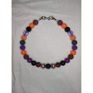 Handmade Halloween Beaded Dog Puppy Collar Necklace Jewelry Durable 23 3/4"